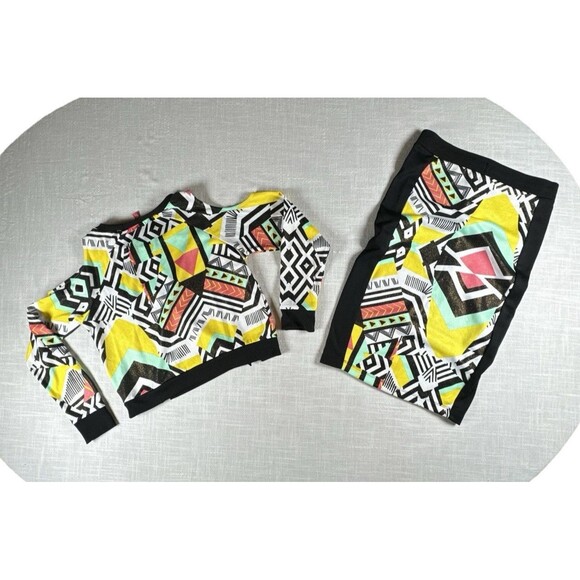 BONGO Juniors Large Crop Top And Skirt Set 90s Y2K Outfit Shoulder Cut Outs - Picture 1 of 11